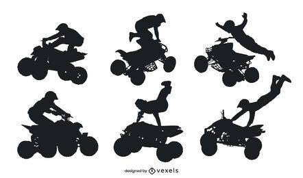 Conjunto de silueta de poses extremas de quad Conjunto de silueta de poses extremas de quad