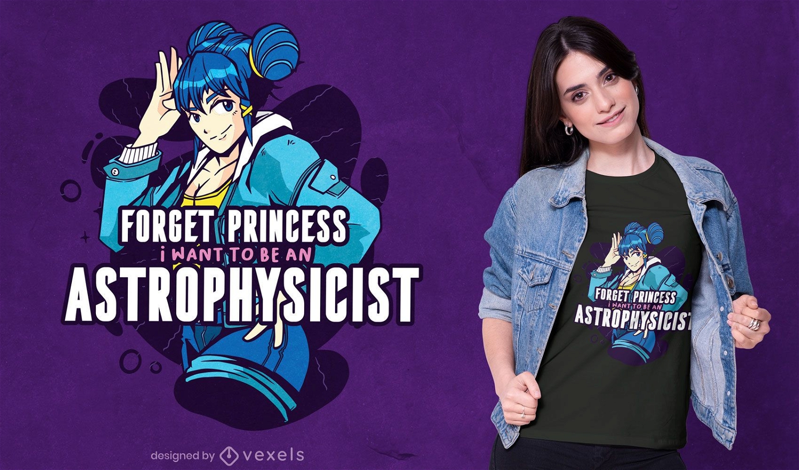 Anime astrophysicist t-shirt design