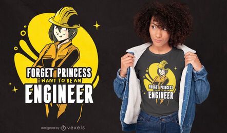 Desenho de t-shirt com citações de engenheiro de anime girl