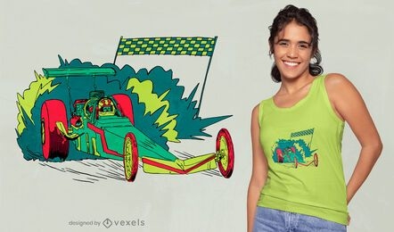 Diseño de camiseta de coche de carreras de arrastre de neón