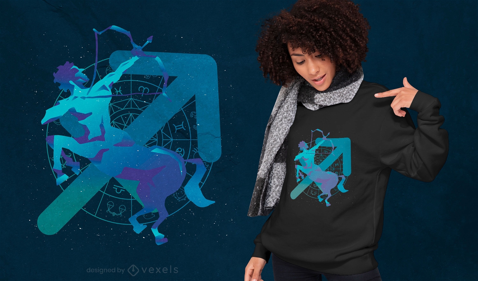 Zodiac Sagittarius Farbverlauf T-Shirt Design