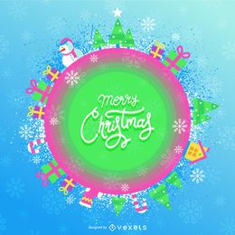 Cute candy-colored christmas banner