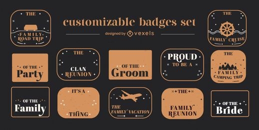Conjunto personalizável de emblemas de viagem em família