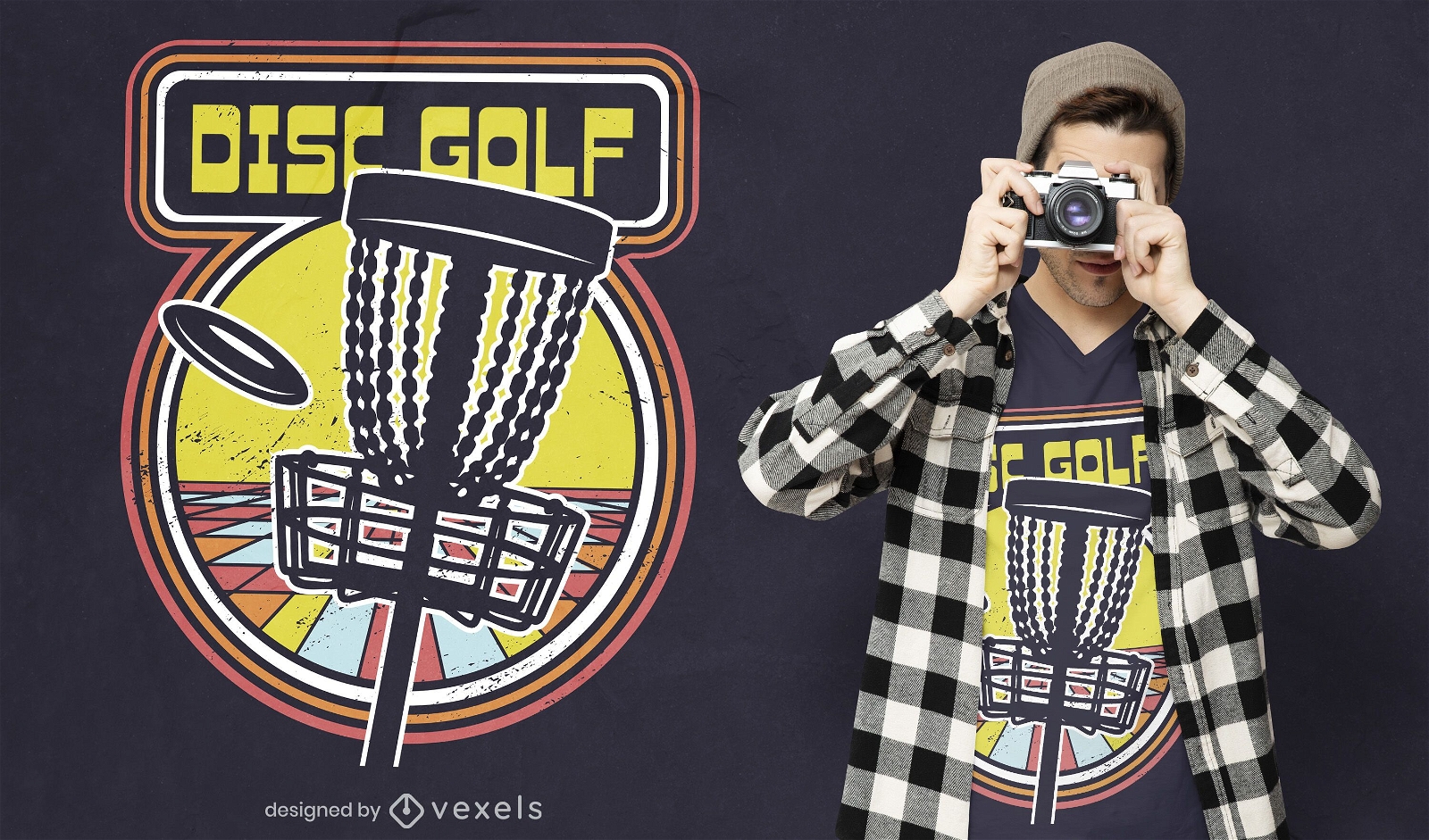 Disc golf retro videogame t-shirt design