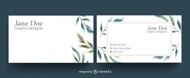 Watercolor floral business card design