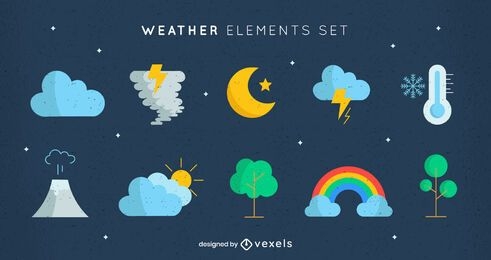 Types of weather nature elements set