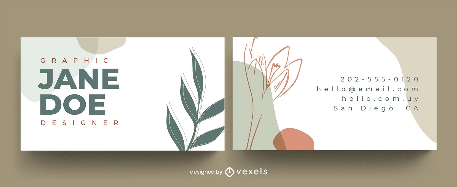 Diseño de hojas abstractas de tarjeta de visita