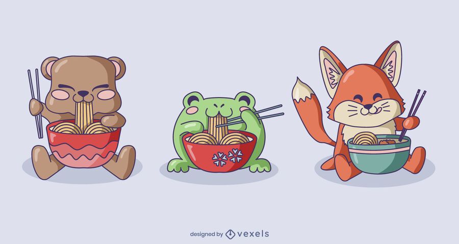 Baby animal characters ramen set Baby animal characters ramen set