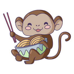 Mono comiendo ramen lindo Diseño PNG Transparent PNG
