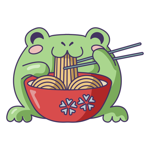 Frosch isst Ramen süß PNG-Design