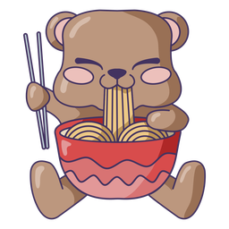Bear eating ramen cute Transparent PNG
