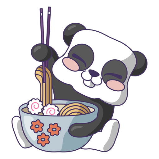 Panda isst Ramen süß PNG-Design