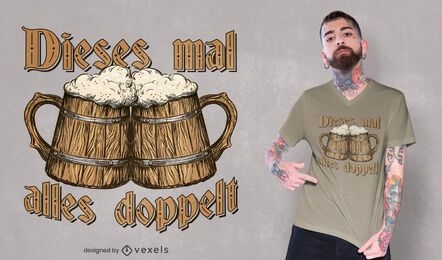 Double beer wooden jugs t-shirt design