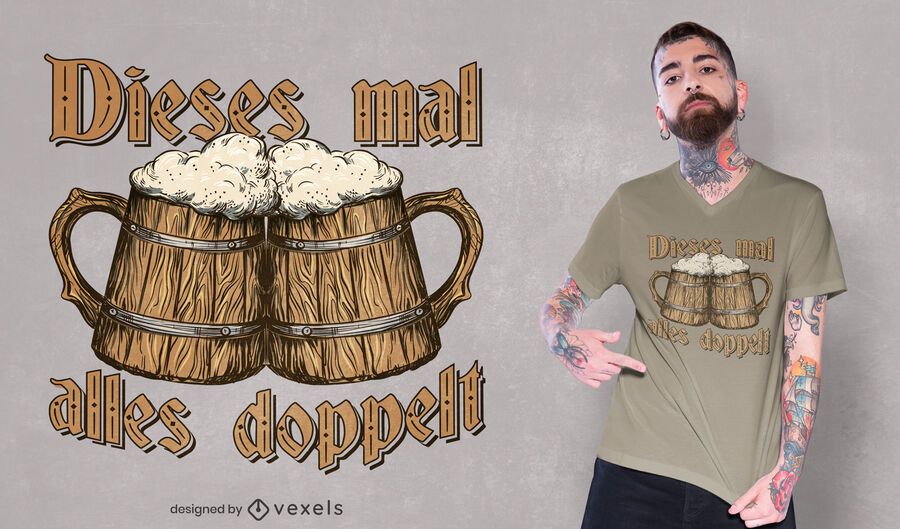 Double beer wooden jugs t-shirt design Double beer wooden jugs t-shirt design