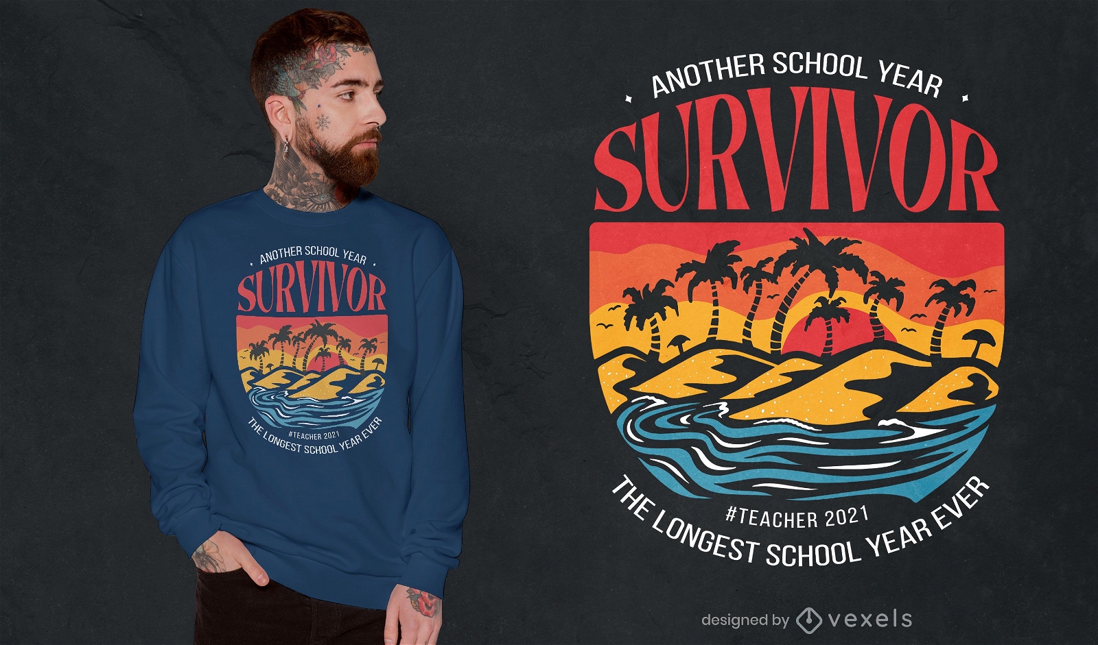 Diseño de camiseta de cita de año escolar de la isla