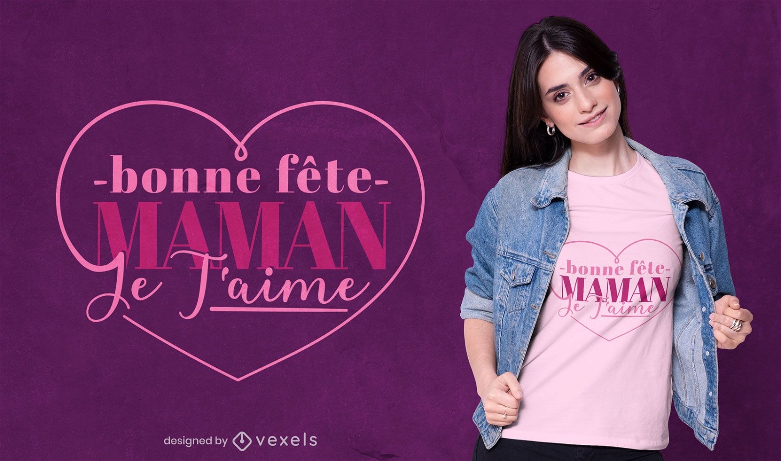 Design de t-shirt coração francês para o dia das mães