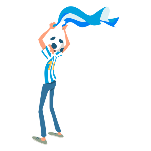 Soccer fan man with flag PNG Design