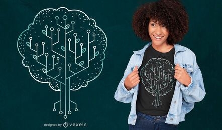 Design tecnológico de camisetas da natureza da árvore