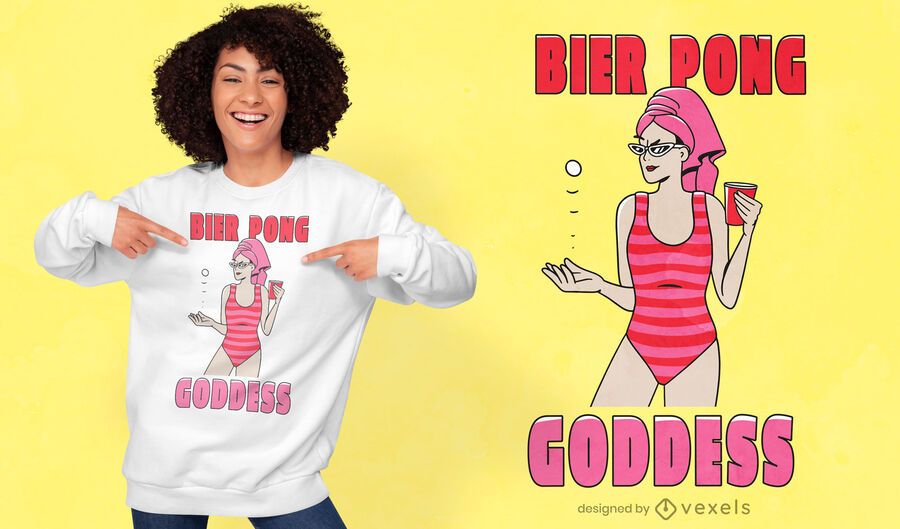 Girl playing beer pong t-shirt design Girl playing beer pong t-shirt design