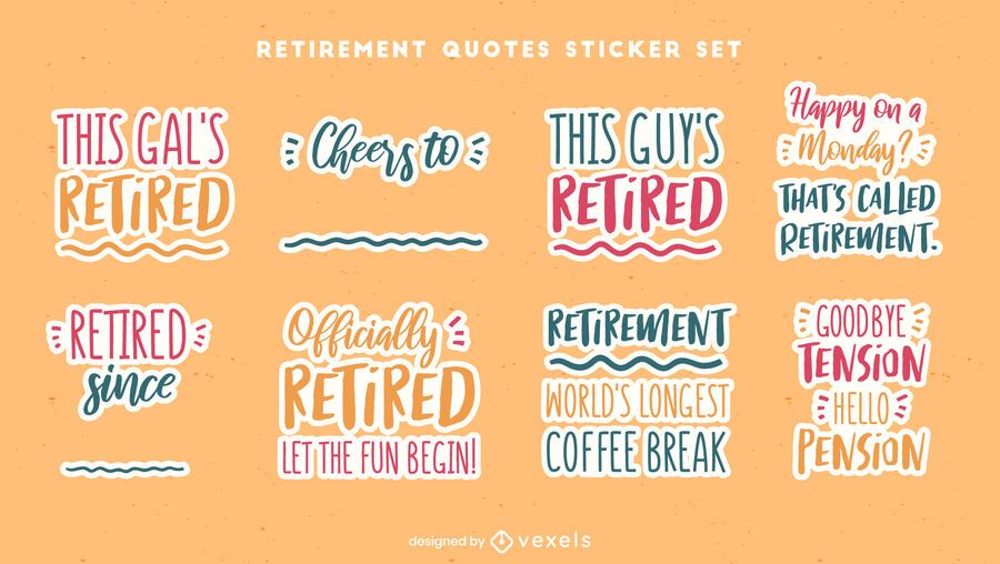 Happy retirement sticker quote set Happy retirement sticker quote set
