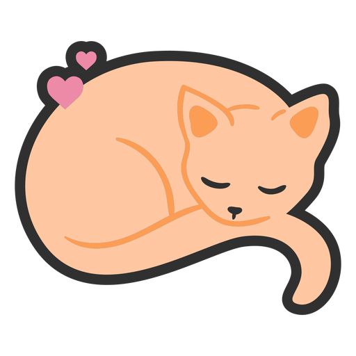 Gato de traço de cor bonito dormindo Desenho PNG