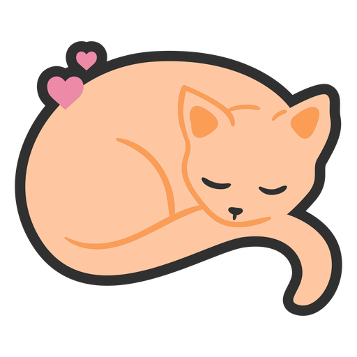 Lindo trazo de color gato durmiendo Diseño PNG