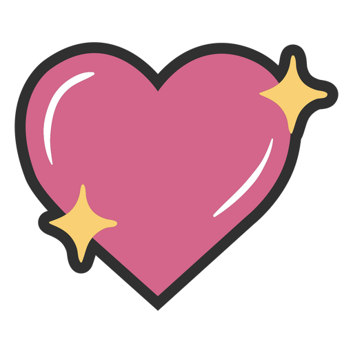 Shiny heart semi flat PNG Design