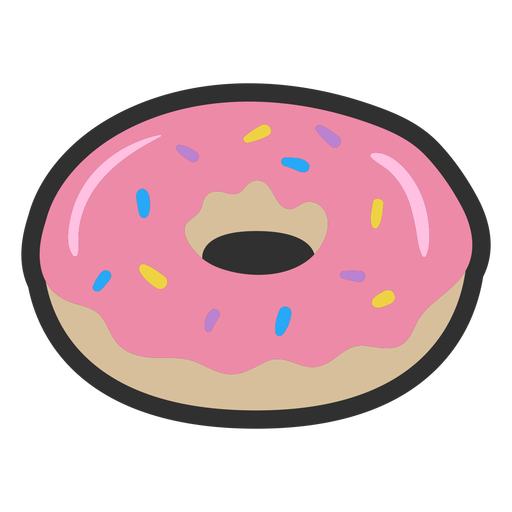 Sprinked donut color stroke PNG Design
