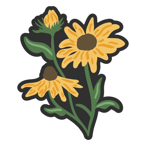Wildflowers color stroke PNG Design