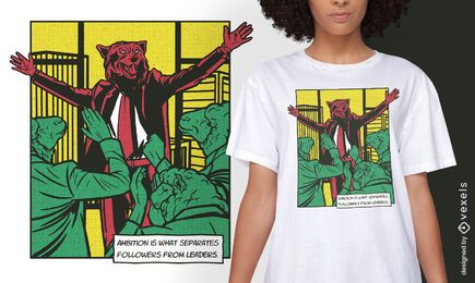 Wolf leader animal comic t-shirt design