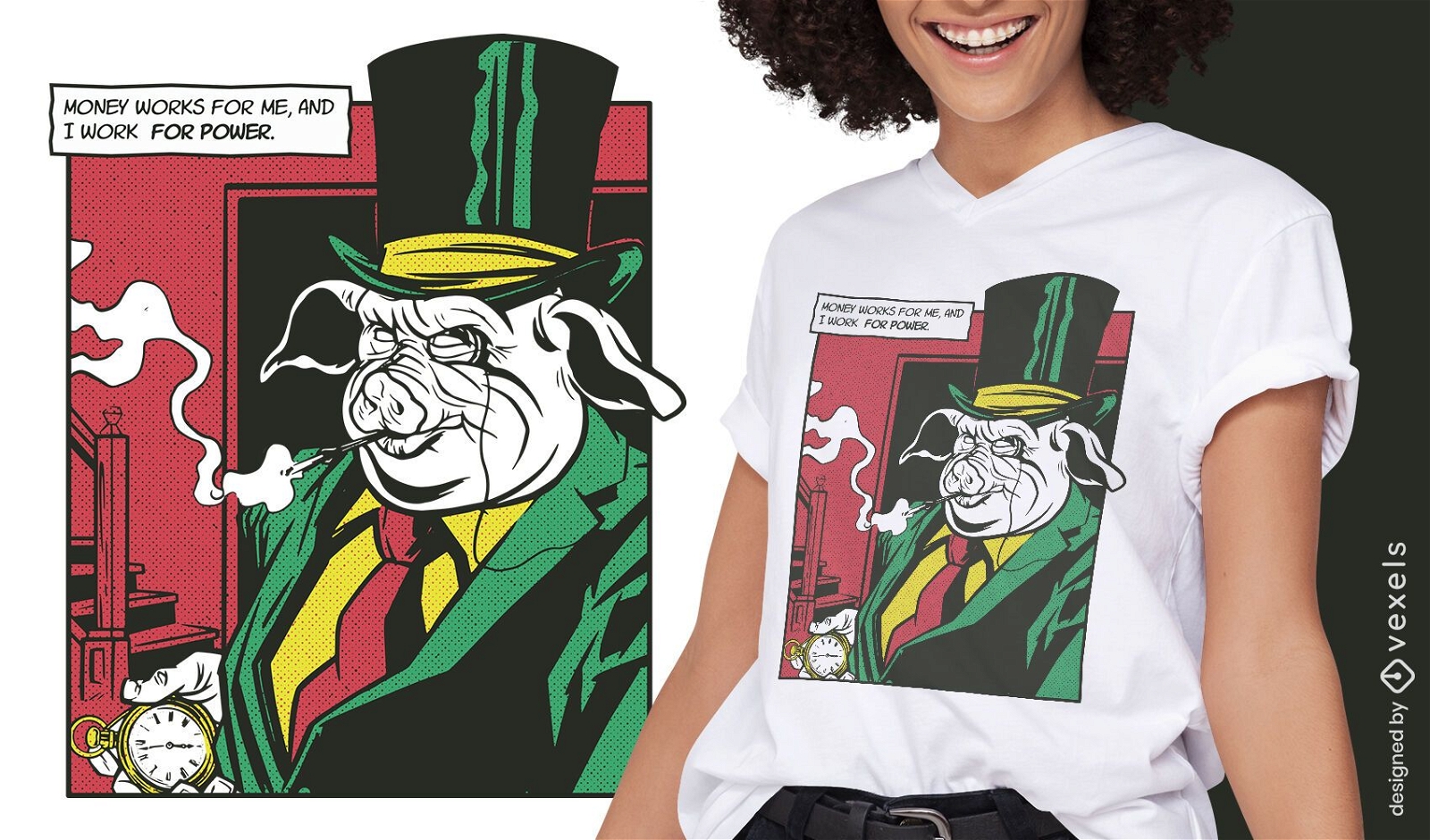 Schwein Mafia Tier Comic T-Shirt Design