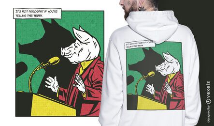 Pig leader animal comic t-shirt design