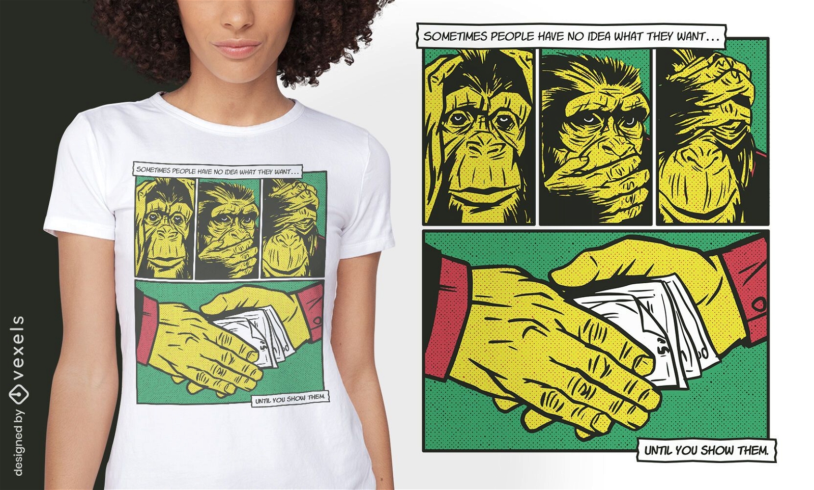 Diseño de camiseta mono mafia animal comic