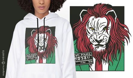 Diseño de camiseta de cómic animal criminal león.