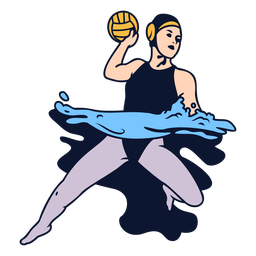 Waterpolo girl player color stroke PNG Design Transparent PNG