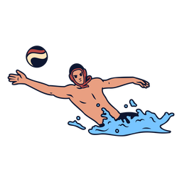 Waterpolo player reaching ball color stroke Transparent PNG