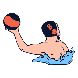 Waterpolo player right handed with ball color stroke