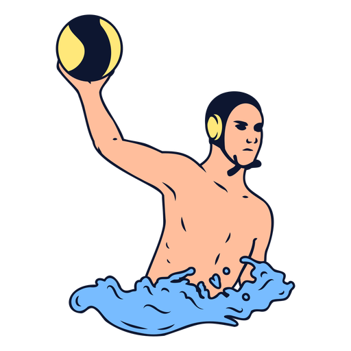 Rechtshändiger Wasserballspieler-Farbstrich PNG-Design