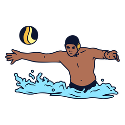 Reaching ball waterpolo player color stroke PNG Design
