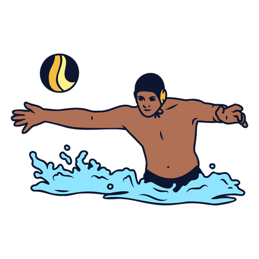 Reaching ball waterpolo player color stroke