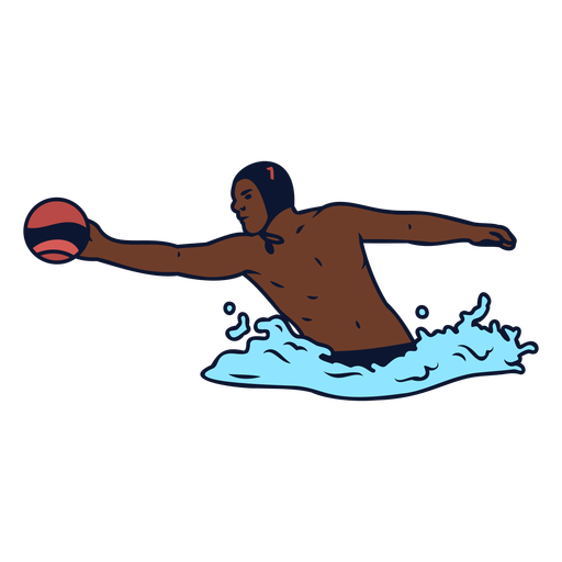 Extended arm waterpolo player color stroke