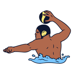 Right handed waterpolo player throwing ball color stroke PNG Design Transparent PNG