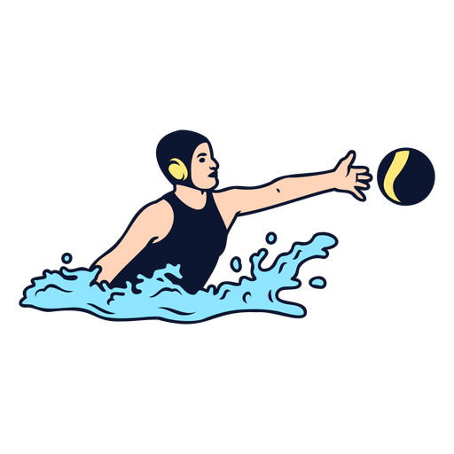 Girl waterpolo player catch ball PNG Design