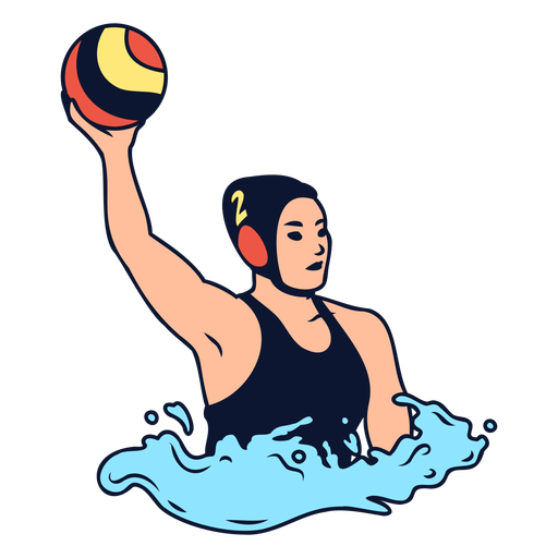 Waterpolo player woman color stroke PNG Design