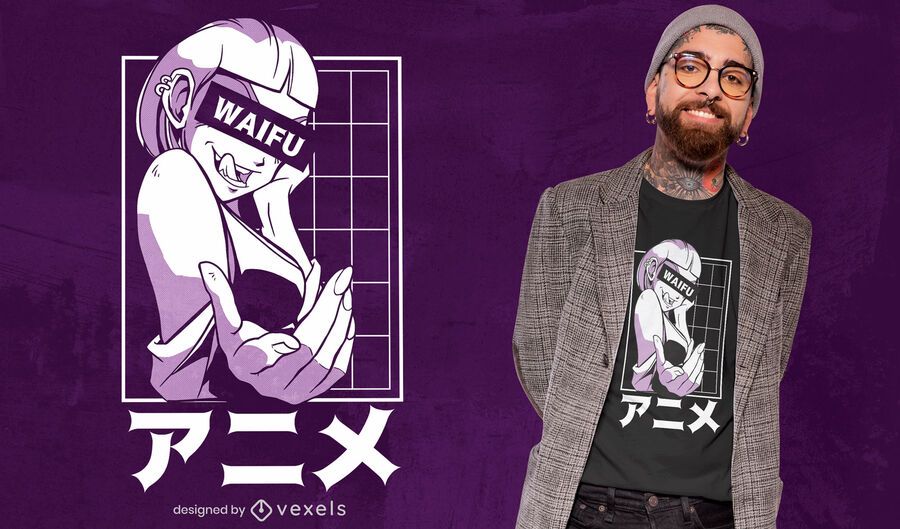 Anime girl japanese character t-shirt design Anime girl japanese character t-shirt design
