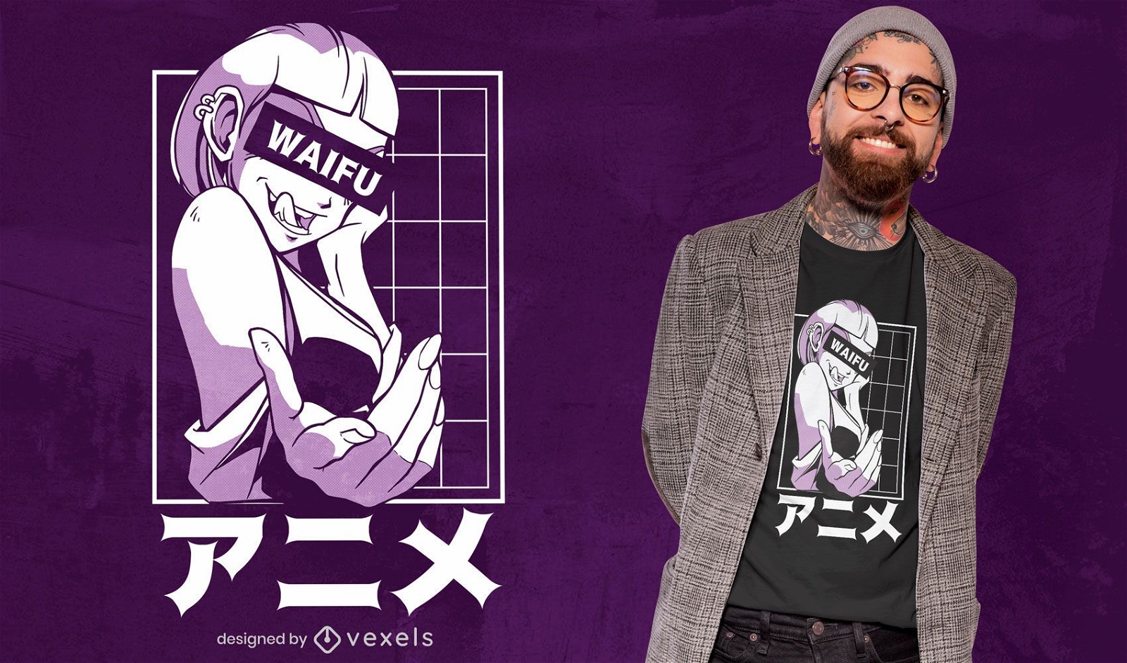 Anime M?dchen japanischer Charakter T-Shirt Design