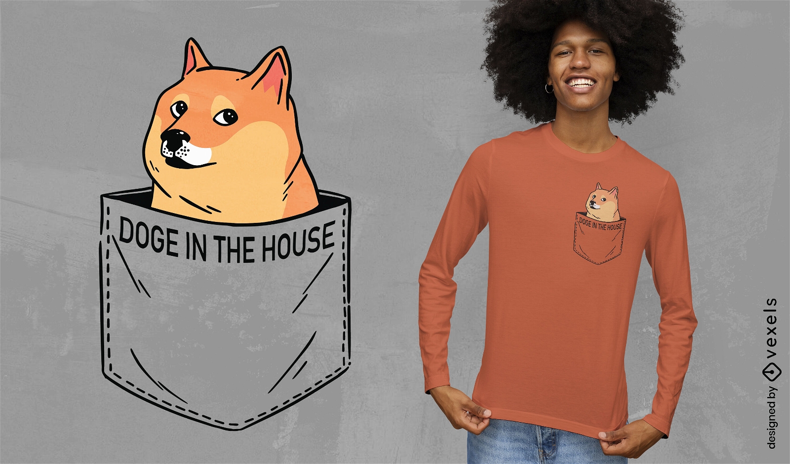 Perro animal en diseño de camiseta de bolsillo.