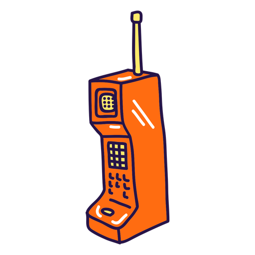 90's orange phone color stroke PNG Design