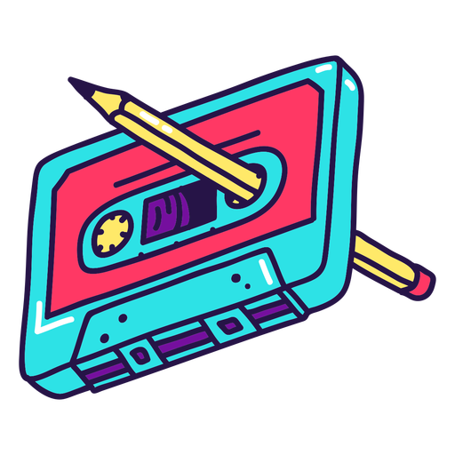 80's rewinding cassette color stroke PNG Design