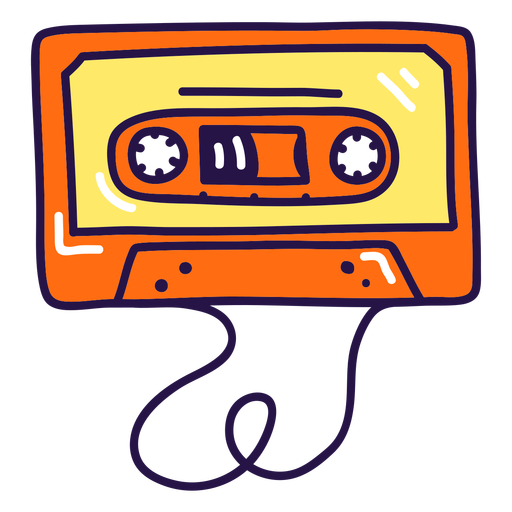 80's orange cassette color stroke PNG Design